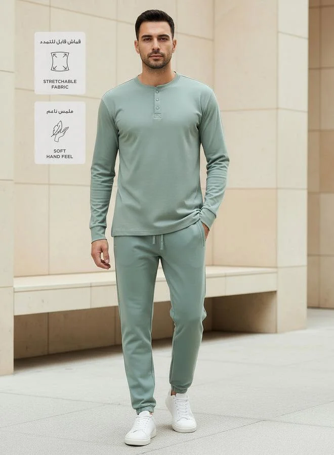 لاف بنجولين Love Pangolin Men Henley Neck T shirt