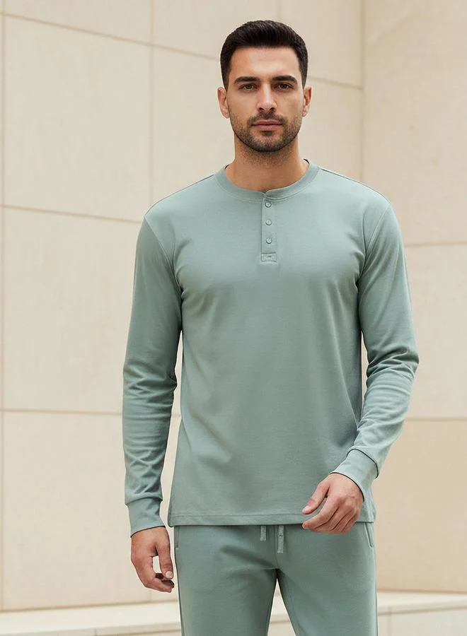 لاف بنجولين Love Pangolin Men Henley Neck T shirt