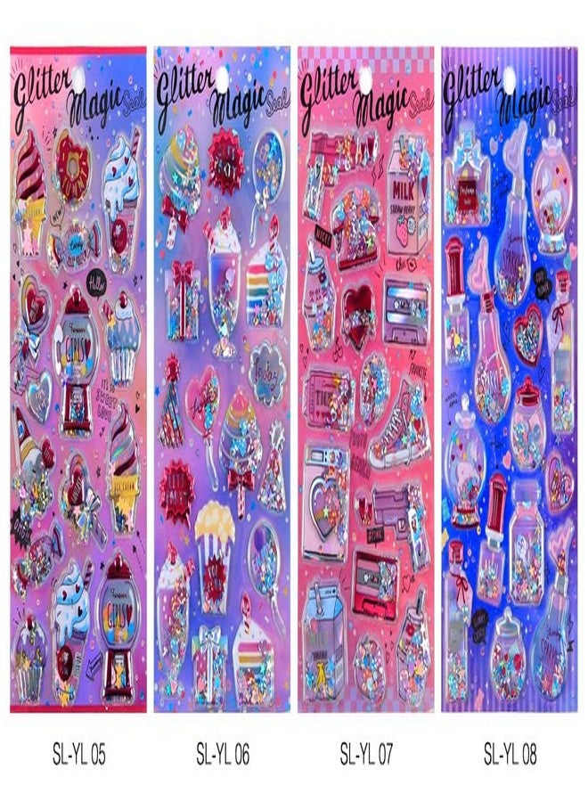 NVF Glitter Magic 3D Puffy Stickers Set for Kids & Teens - Candy, Ice Cream, Stars & Cute Quotes Stickers for Journals, Scrapbooking, School Projects & DIY Crafts - Image 2