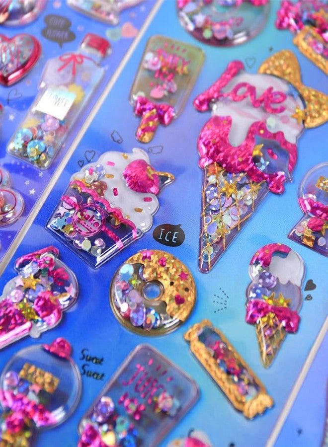 NVF Glitter Magic 3D Puffy Stickers Set for Kids & Teens - Candy, Ice Cream, Stars & Cute Quotes Stickers for Journals, Scrapbooking, School Projects & DIY Crafts - Image 3