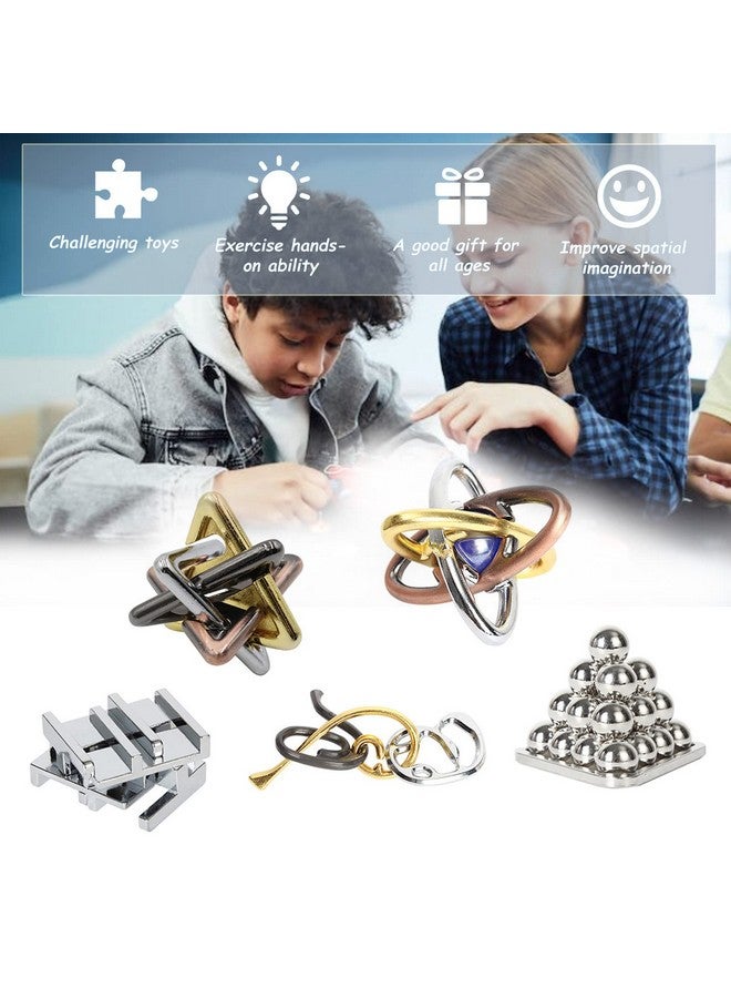 FantasyDay 5 Pcs Brain Teaser Puzzle,Metal Puzzle, Unlock Interlock IQ Test Game, Magic Trick Toy Gift for Kids and Adults - Image 3