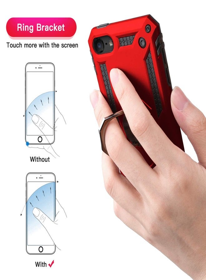 اي دي ويل جراب IDweel لجهاز iPod Touch 7، وجراب لجهاز iPod Touch 6 مع حامل للسيارة، وغطاء حماية هجين متين مقاوم للصدمات مع مسند مدمج لجهاز iPod Touch 5 و6 من الجيل السابع، باللون الأحمر - Image 5