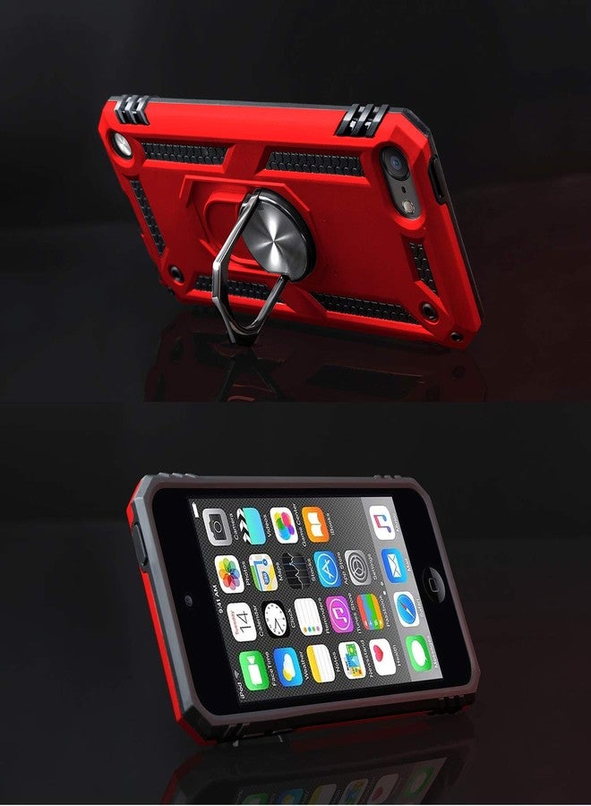 اي دي ويل جراب IDweel لجهاز iPod Touch 7، وجراب لجهاز iPod Touch 6 مع حامل للسيارة، وغطاء حماية هجين متين مقاوم للصدمات مع مسند مدمج لجهاز iPod Touch 5 و6 من الجيل السابع، باللون الأحمر - Image 4