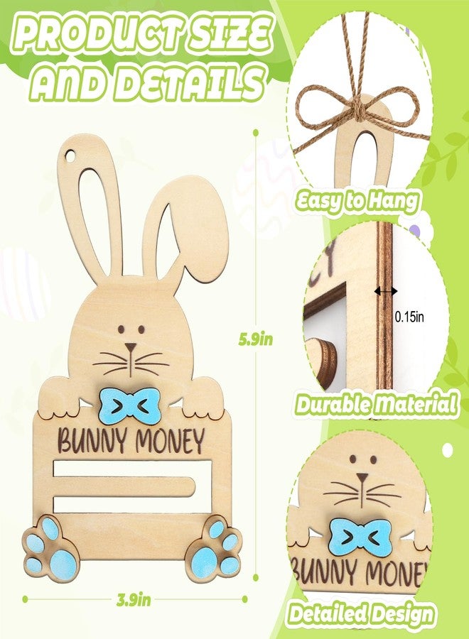 Yewfold Easter Bunny Money Holder for Cash, Cash Holder for Easter Basket Stuffers, Wooden Bunny Money Gift Ideas (Blue) - Image 2