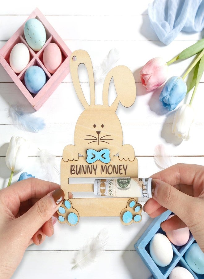 Yewfold Easter Bunny Money Holder for Cash, Cash Holder for Easter Basket Stuffers, Wooden Bunny Money Gift Ideas (Blue) - Image 3