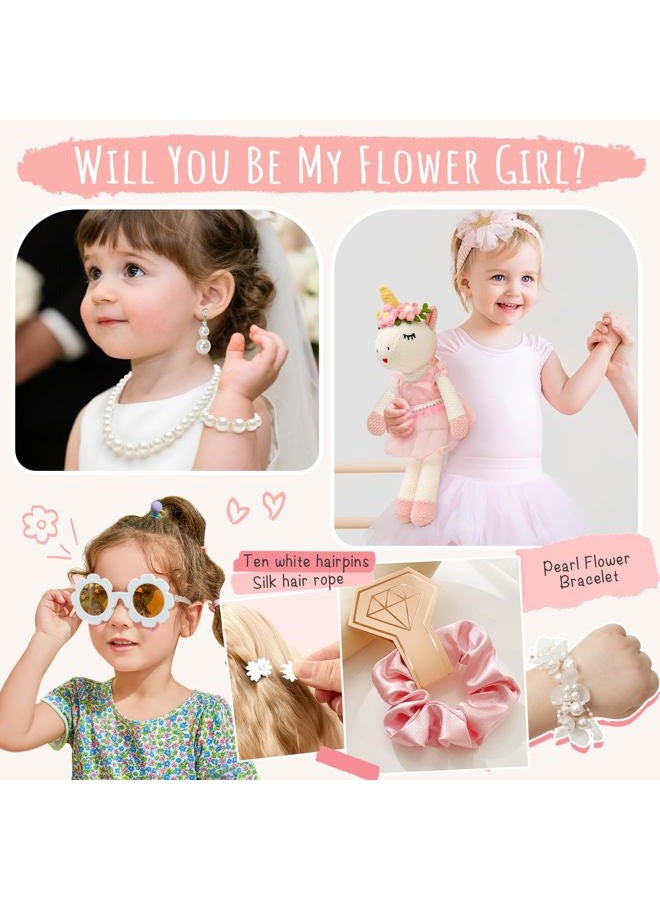 Golray Flower Girl Proposal Gifts Set, Will You Be My Flower Girl Gift with 16in Knitted Unicorn/ 15oz Cup/Floral Sunglasses/Hair Accessory/Jewelry Set Wedding Bride Gift Box Unicorn Toys for Girls - Image 4