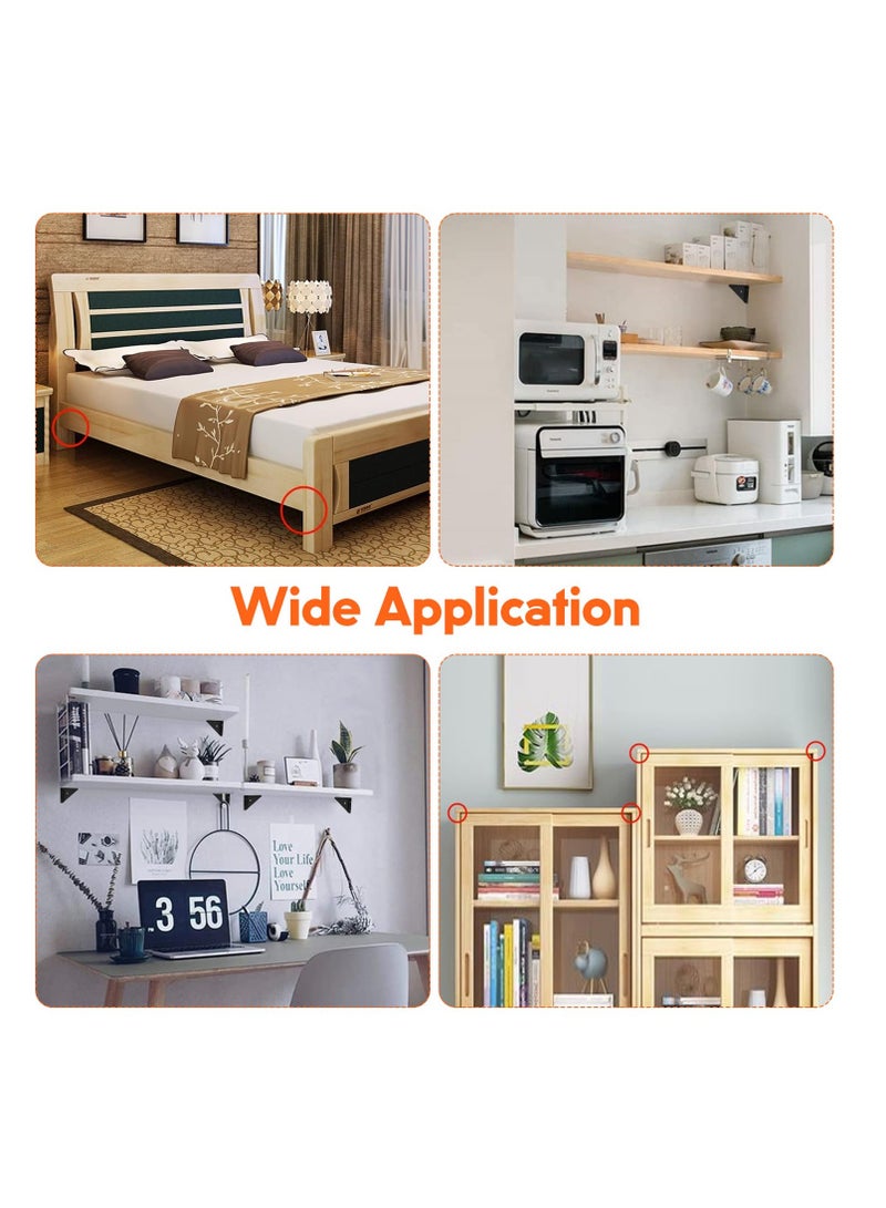 SYOSI Corner Brackets, 8 Pcs Corner Braces for Wood, Metal Corner Brackets, Tria ngle Shelf Bracket, Corner Desk Connector, Black Brackets with Screws for Bed Edge(66mm x 66mm) - Image 4