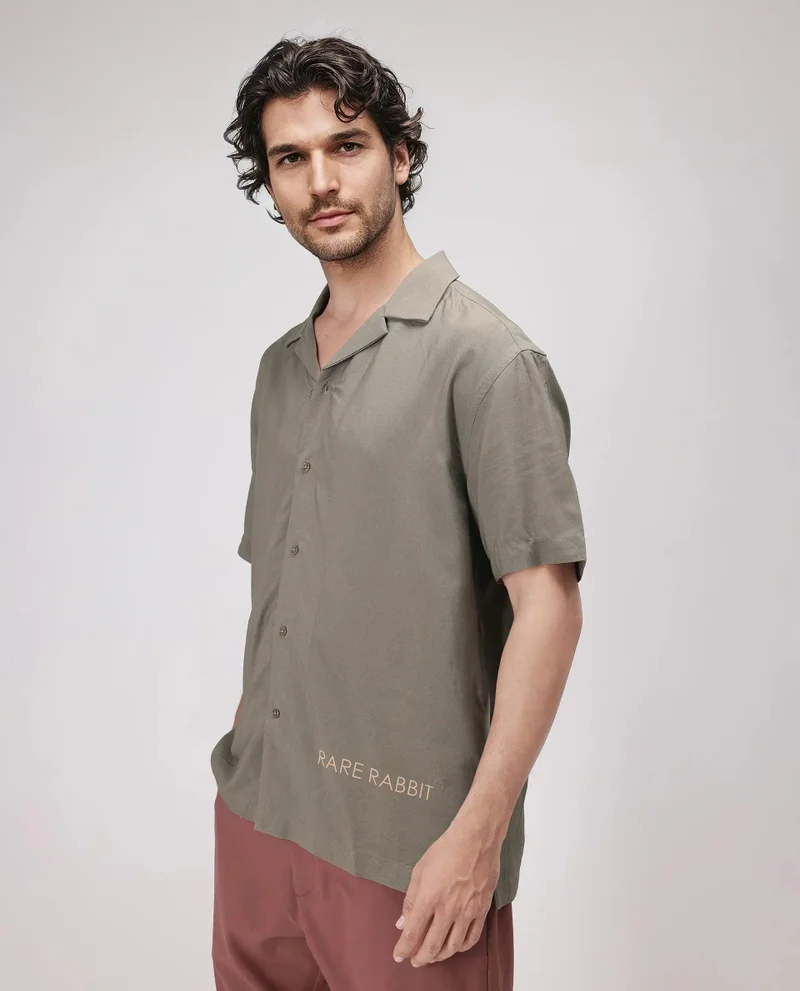 Rare Rabbit Men's Cuban Collar  Boxy Fit Shirt