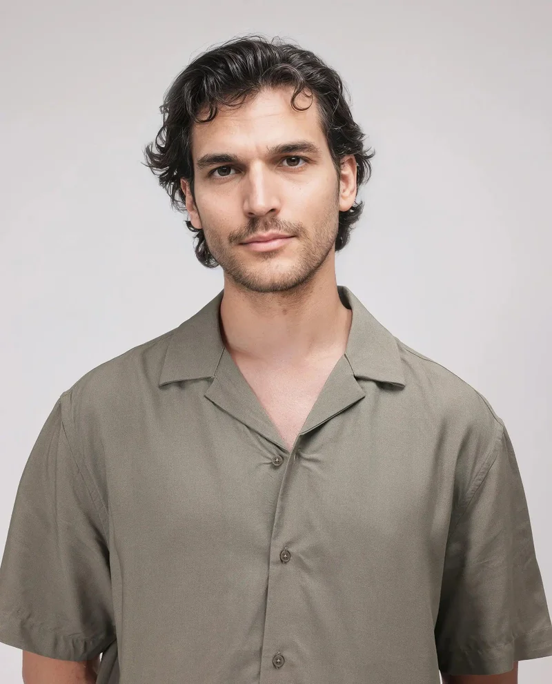 Rare Rabbit Men's Cuban Collar  Boxy Fit Shirt