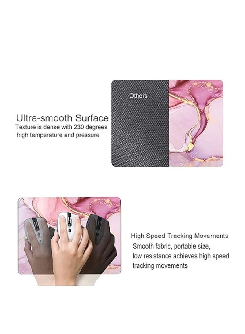 وسادة ماوس بتصميم رخامي وردي، قابلة للغسل، من القماش، مربعة الشكل، للمكتب والكمبيوتر المحمول، وسادات ماوس مطاطية غير قابلة للانزلاق، وسادات ماوس لطيفة للمكتب - Image 2