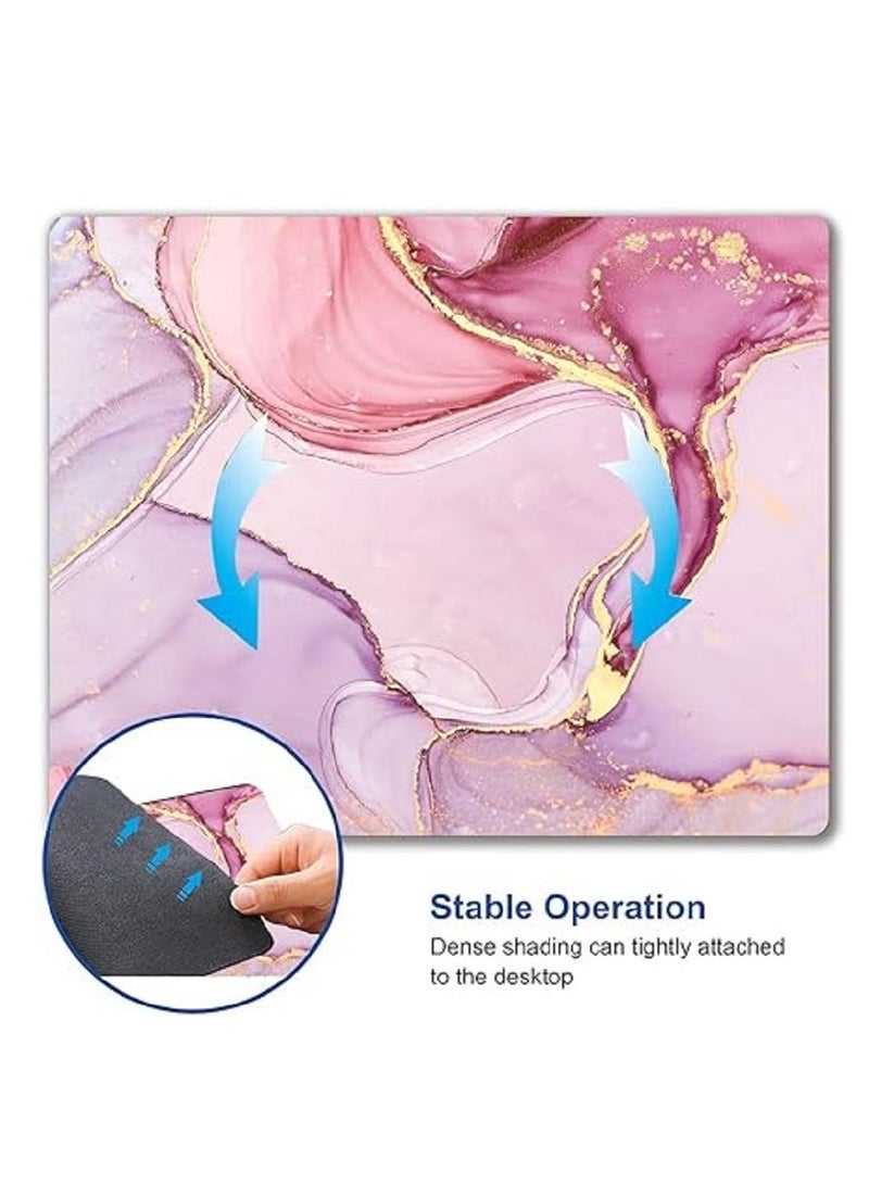 وسادة ماوس بتصميم رخامي وردي، قابلة للغسل، من القماش، مربعة الشكل، للمكتب والكمبيوتر المحمول، وسادات ماوس مطاطية غير قابلة للانزلاق، وسادات ماوس لطيفة للمكتب - Image 3