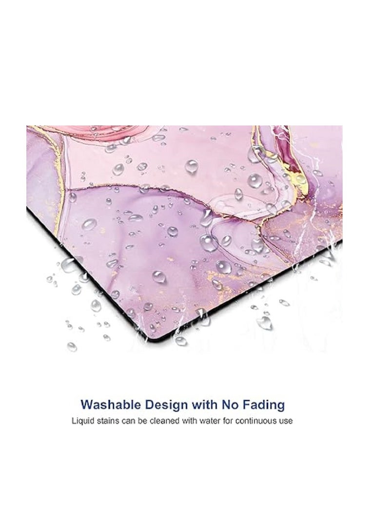 وسادة ماوس بتصميم رخامي وردي، قابلة للغسل، من القماش، مربعة الشكل، للمكتب والكمبيوتر المحمول، وسادات ماوس مطاطية غير قابلة للانزلاق، وسادات ماوس لطيفة للمكتب - Image 4