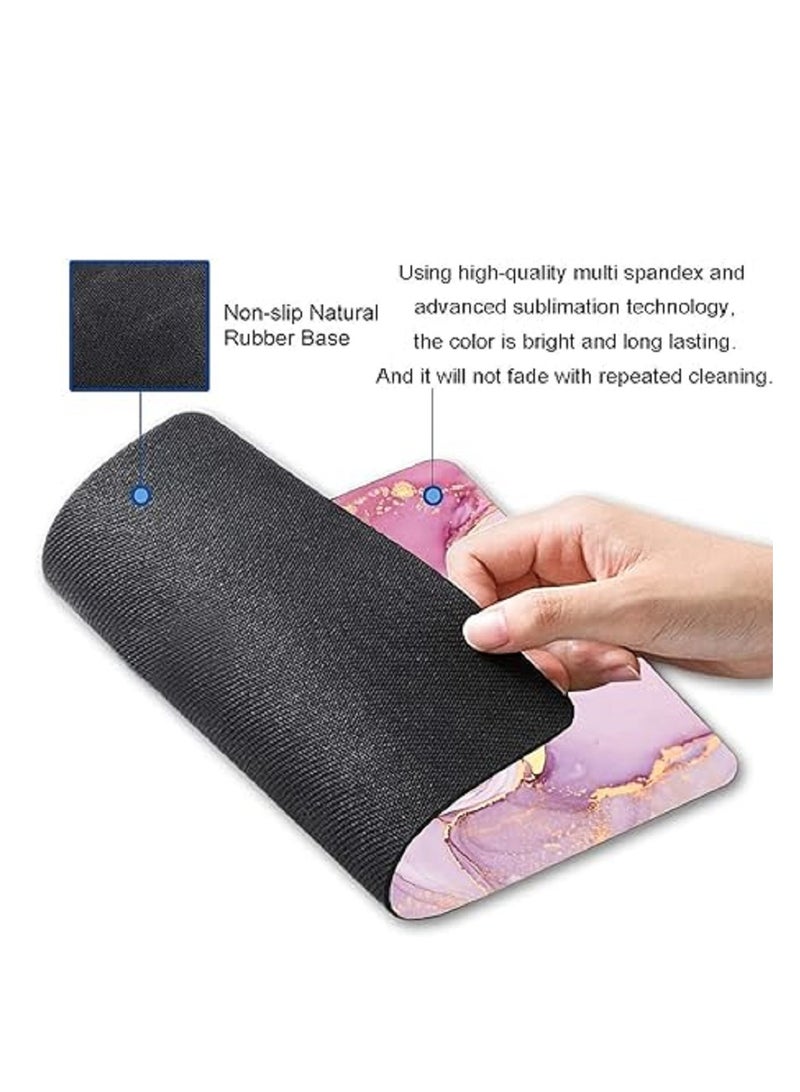 وسادة ماوس بتصميم رخامي وردي، قابلة للغسل، من القماش، مربعة الشكل، للمكتب والكمبيوتر المحمول، وسادات ماوس مطاطية غير قابلة للانزلاق، وسادات ماوس لطيفة للمكتب - Image 5