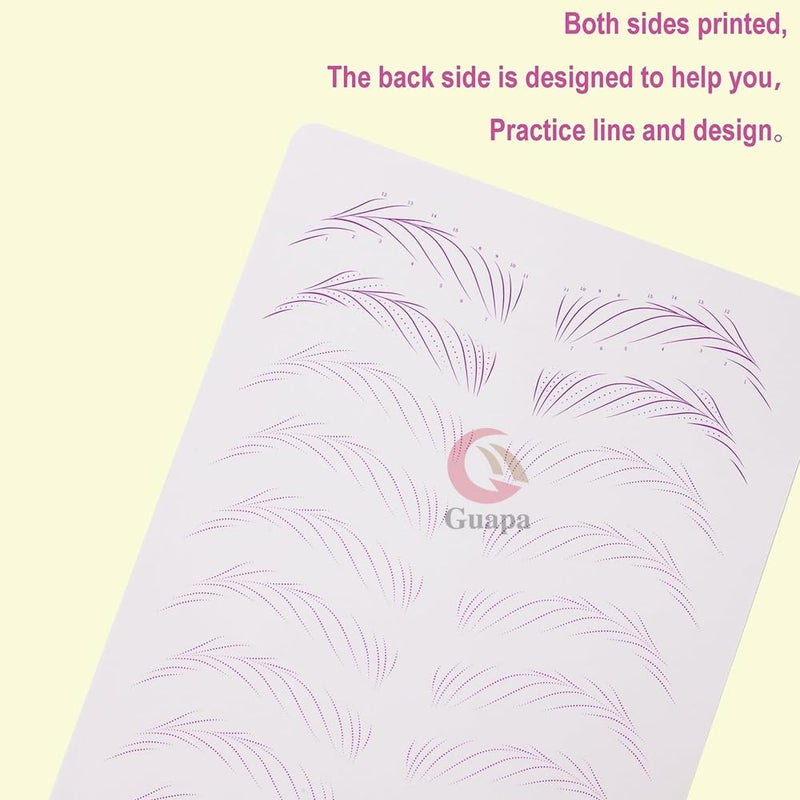 MARLLOGIVA 3pcs White Hairstroke Microblading Practice Skin Pre-printed Silicone Practice Pad Permanent Makeup Practice Sheet (Purple Outlines) - Image 4