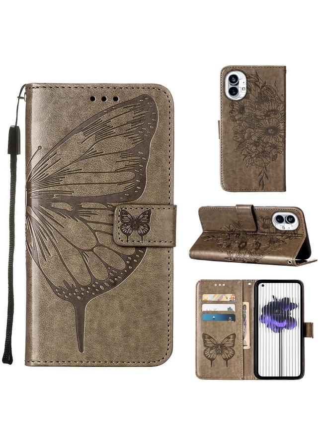 S-TOP Case For Nothing Phone 1 Embossed Butterfly Leather Phone Case - Image 1