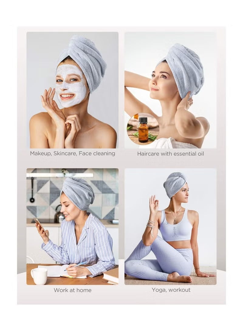 يوكانبي مجموعة 3 من مناشف الشعر المصنوعة من الألياف الدقيقة للشعر المبلل – سريعة الجفاف وخفيفة الوزن، لفائف شعر فائقة الامتصاص للنساء باللون الوردي والأزرق والرمادي - Image 2