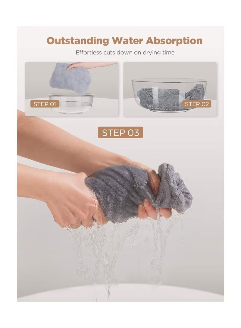 يوكانبي مجموعة 3 من مناشف الشعر المصنوعة من الألياف الدقيقة للشعر المبلل – سريعة الجفاف وخفيفة الوزن، لفائف شعر فائقة الامتصاص للنساء باللون الوردي والأزرق والرمادي - Image 3