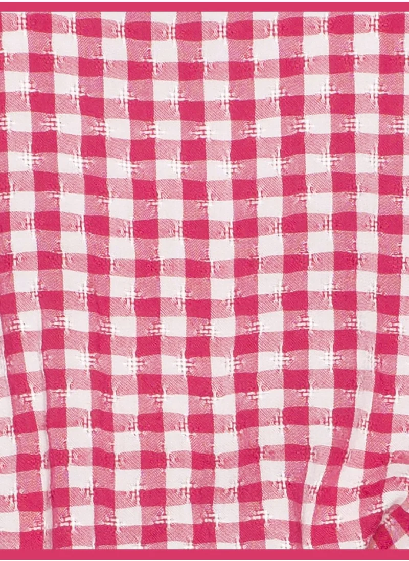 كوتون Sleeveless Check Blouse