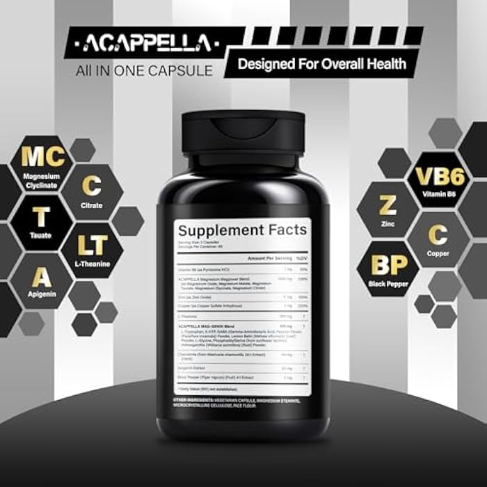 ACappella NATURALS ACAPPELLA Magnesium Complex with Glycinate, Citrate, Malate, Taurate, Aspartate, Gluconate, Orotate, Chloride, Magnesium Complex Supplement (1) - Image 2