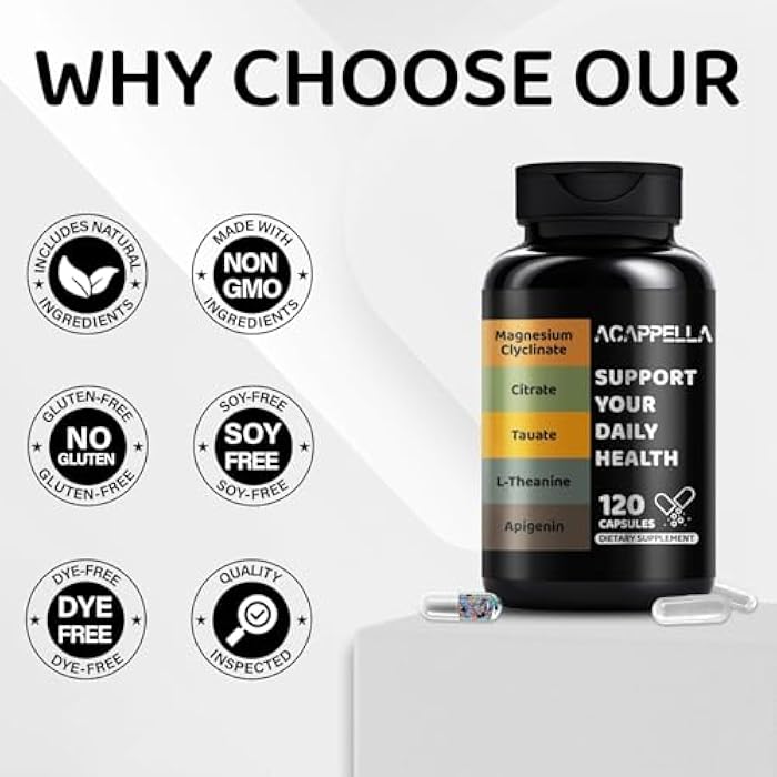 ACappella NATURALS ACAPPELLA Magnesium Complex with Glycinate, Citrate, Malate, Taurate, Aspartate, Gluconate, Orotate, Chloride, Magnesium Complex Supplement (1) - Image 5