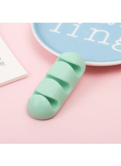 Desktop Cable Organizer Clips Self-Adhesive Green 3-hole