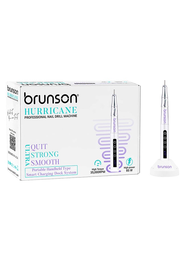 brunson Nail Drill Machine - Hurricane Professional Cordless Nail Drill Machine -  Portable Handheld Type - Smart Charging -35000 Rpm - Ultra Smooth - Quit & Vibration Free Bhurw - Image 2