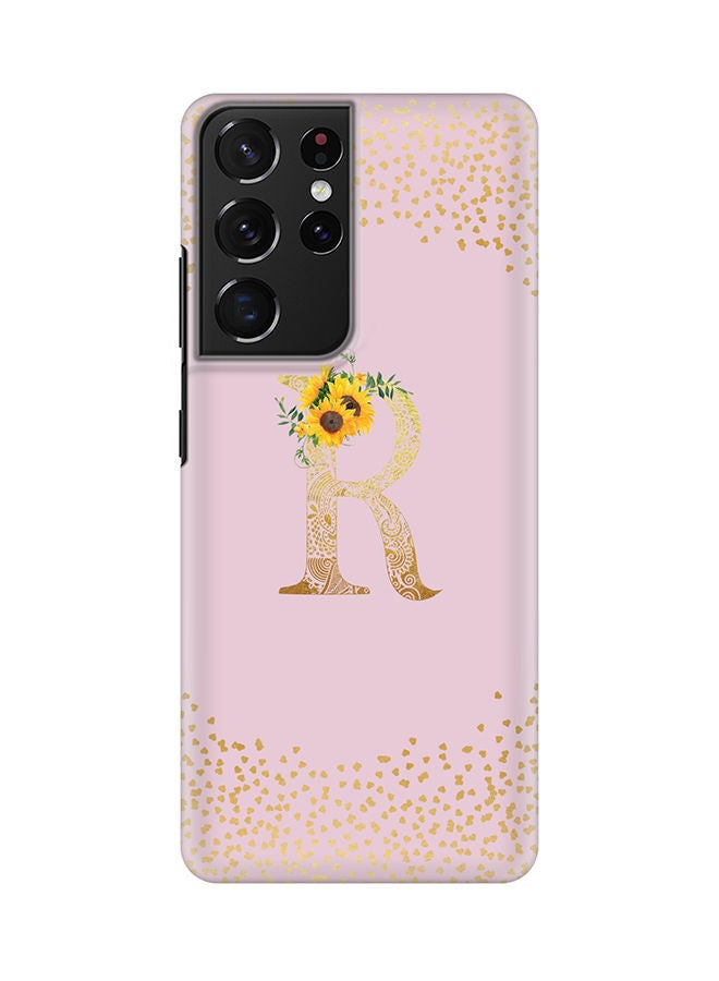 Stylizedd Monogram Slim Cover for Samsung Galaxy S21 Ultra 5G Case Custom Initials Letter Floral Pattern Snap Series Mobile Cover Matte Alphabet  - R (Pink) - Image 1