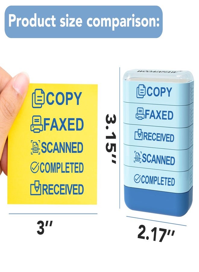 WAHXIAOSW Building Blocks Office Stamps 5-Layer Stacked Office Stamps - Business Refillable Self Inking Stamp with Copy, Faxed, Received, Scanned, and Completed Stamps(2 Refill Ink Included) - Image 2