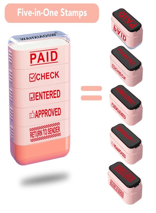 WAHXIAOSW Building Blocks Office Stamps 5-Layer Stacked Office Stamps - Business Refillable Self Inking Stamp with Copy, Faxed, Received, Scanned, and Completed Stamps(2 Refill Ink Included) - Image 3