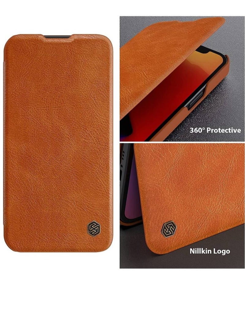 Nillkin Qin Pro Flip Leather Wallet With Card Holder And Slide Camera Protection Case Cover For iPhone 14 Pro Max Brown - Image 4