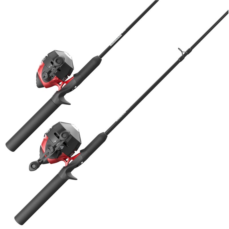 Zebco 202 & 404 Spincast Reels and Fishing Rod Combos (2-Pack), 5-Foot 6-Inch 2-Piece Fishing Pole, Size 30 and 40 Reels, Right-Hand Retrieve, Pre-Spooled with 10 lb and 15 lb Cajun Line, Black/Red - Image 1