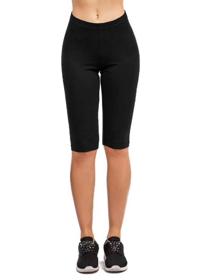 Women's Knee Length Cotton Biker Shorts Leggings Walking Exercise Workout Yoga Boyshorts Activewear KU361 - Image 3