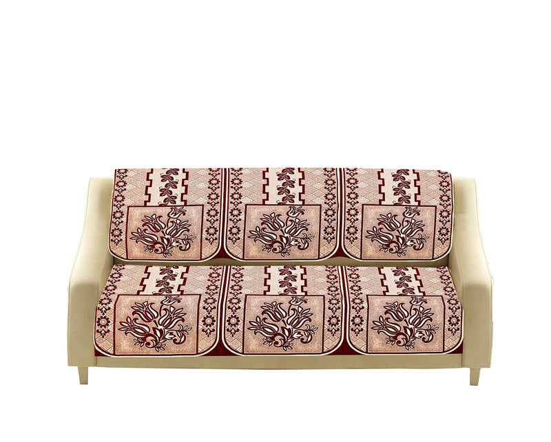 Dazzling DECOR Velvet Sofa Cover with Cushion Covers Set of 5 Seater - Premium Sofa Covers 3 Seater and 2 Seater Full Cover Set for Couch Seat - Heavy Fabric Sofa Slip Back Protector, 1001_Maroon - Image 4