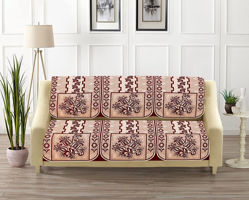 Dazzling DECOR Velvet Sofa Cover with Cushion Covers Set of 5 Seater - Premium Sofa Covers 3 Seater and 2 Seater Full Cover Set for Couch Seat - Heavy Fabric Sofa Slip Back Protector, 1001_Maroon - Image 3