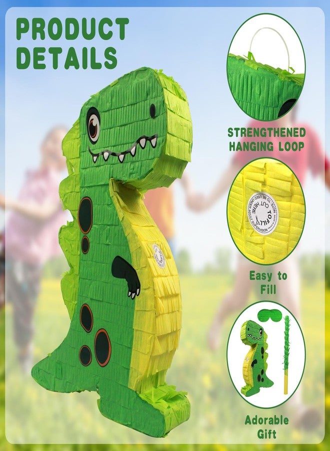 Ipalmay Dinosaur Pinata - Cute T-rex Dino Pinata with Blindfold and Bat for Birthday, Baby Shower, Beach Party, Cinco De Mayo Mexican Fiesta Events Jungle Dinosaur World Animal Themed Party Favors - Image 3
