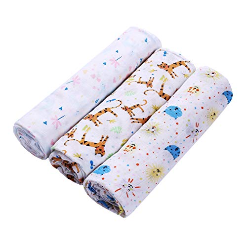 PrimeBox Organic Bamboo Cotton Swaddles Wrap Muslin Cloth for Infant Kids New Born Baby Set of 3 pcs 100 * 100 Cm - Image 1
