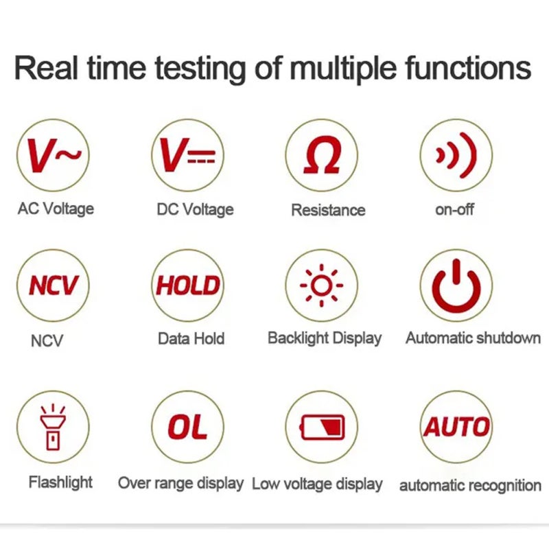 Professional Digital Multimeter Color Display Handheld Multimeter NCV Tester Professional Voltage Current Capacitance Resistance Diode Measurement Meter with Flashlight Automatic Shutdown Function - Image 3