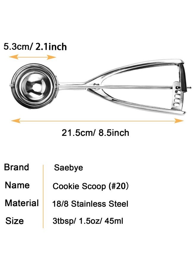 Saebye Large Cookie Scoop. 3 Tbsp Cookie Scoops for Baking, Cookie Dough Scoop, Cupcake Scoops, 2 3/32 inches / 53 mm Ball, 18/8 Stainless Steel, Secondary Polishing - Image 2