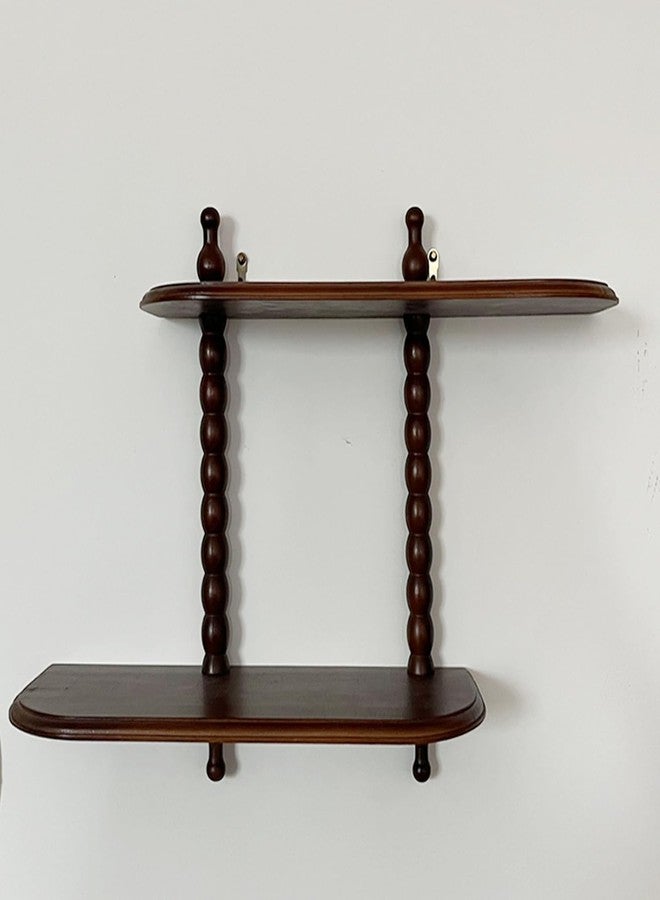 FRIADE 2-Tier Wall Mounted Floating Shelf with Two Roman Column,Decorative Display Shelf for Entrance,Bathroom, Bedroom, Living Room, Kitchen,Office (Dark Brown) - Image 3
