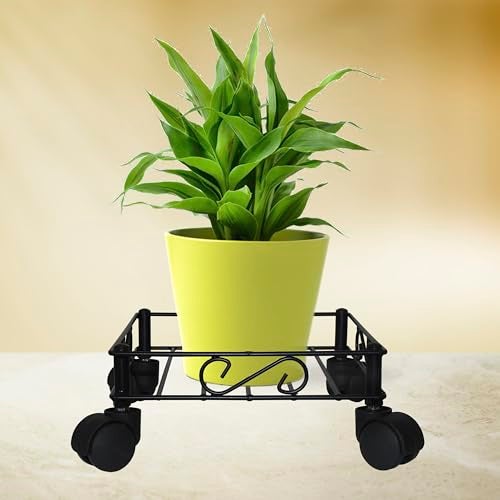 D&V ENGINEERING - Creative in innovation D&V Engineering Heavy Duty Plant Stand with Wheels | 80 kg Load per Stand | Easy Wheel Assembly | Large Pot Plant Caddy & Plant Holder for Indoor & Outdoor | Black, Square | Pack of 1 - Image 1