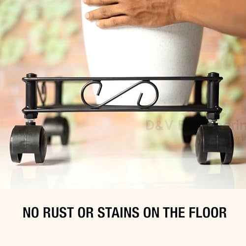 D&V ENGINEERING - Creative in innovation D&V Engineering Heavy Duty Plant Stand with Wheels | 80 kg Load per Stand | Easy Wheel Assembly | Large Pot Plant Caddy & Plant Holder for Indoor & Outdoor | Black, Square | Pack of 1 - Image 3