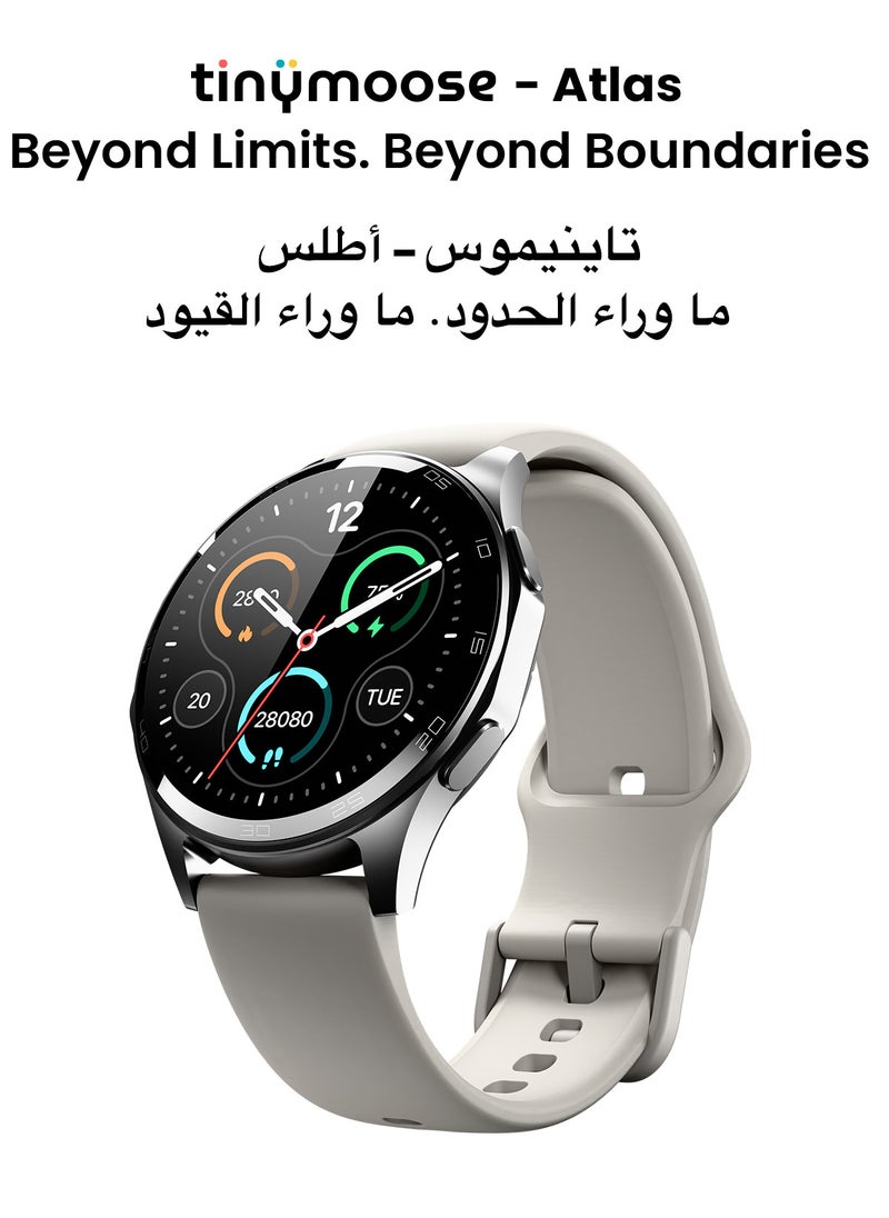 TinyMoose - Atlas Smartwatch | Super HD AMOLED Display, Built-In GPS, AI-Powered Fitness Tracking, Heart Rate & SpO2 Monitor, 30M Water Resistant, Bluetooth Calling, Super Responsive Touchscreen, for Android & iOS – Alpine White - Image 1
