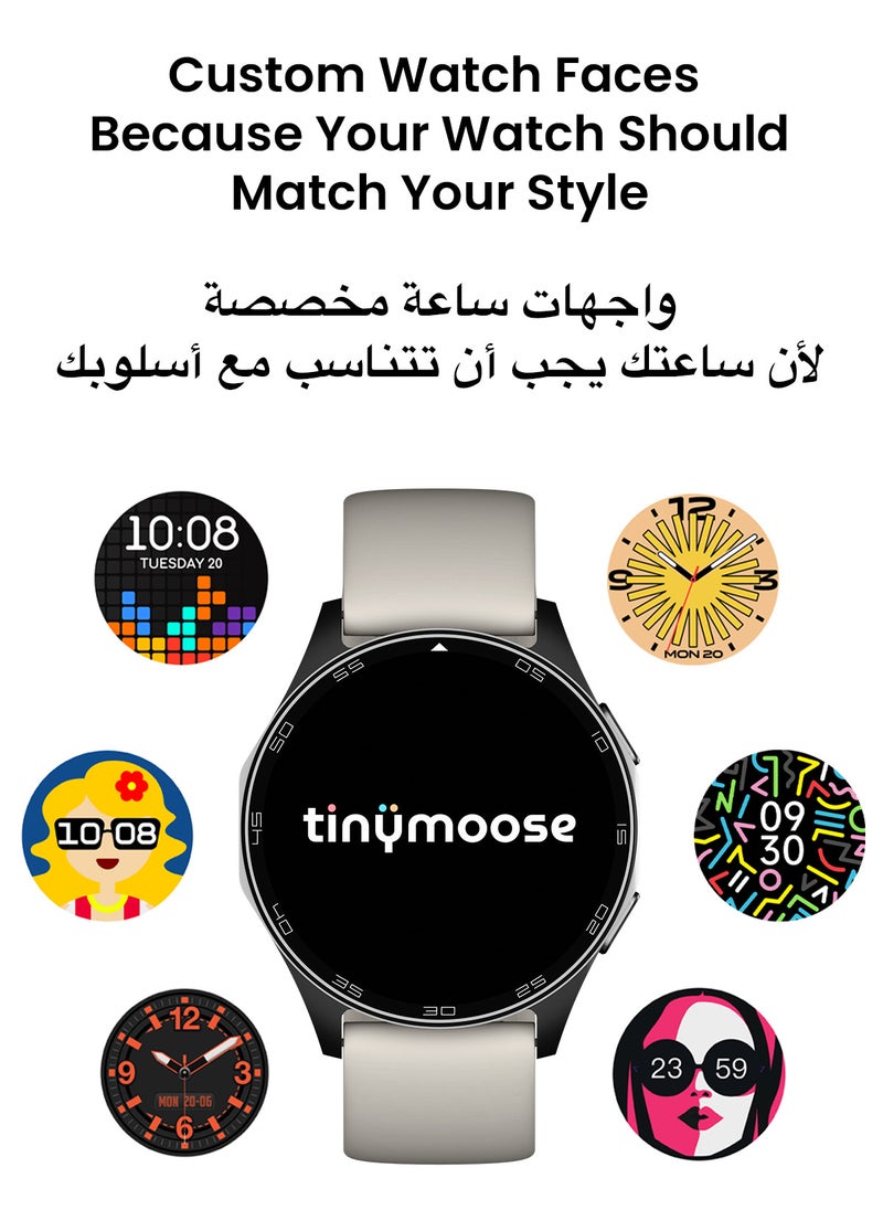 TinyMoose - Atlas Smartwatch | Super HD AMOLED Display, Built-In GPS, AI-Powered Fitness Tracking, Heart Rate & SpO2 Monitor, 30M Water Resistant, Bluetooth Calling, Super Responsive Touchscreen, for Android & iOS – Alpine White - Image 1