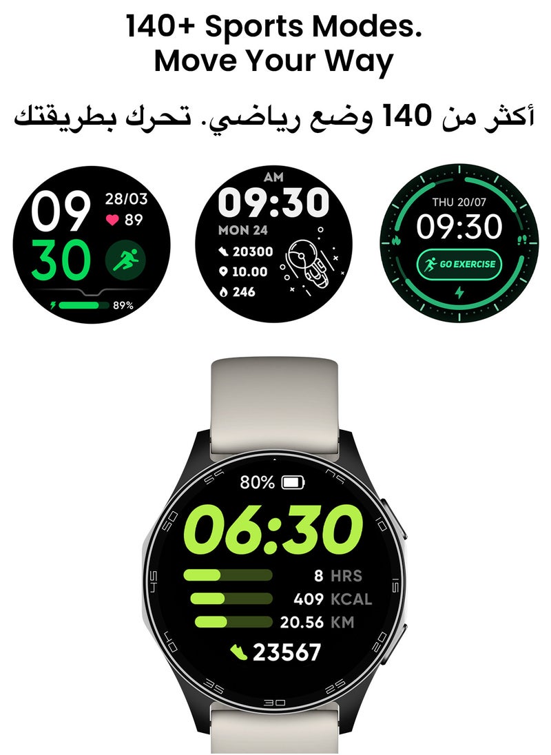 TinyMoose - Atlas Smartwatch | Super HD AMOLED Display, Built-In GPS, AI-Powered Fitness Tracking, Heart Rate & SpO2 Monitor, 30M Water Resistant, Bluetooth Calling, Super Responsive Touchscreen, for Android & iOS – Alpine White - Image 1