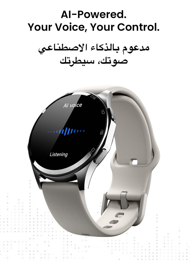 TinyMoose - Atlas Smartwatch | Super HD AMOLED Display, Built-In GPS, AI-Powered Fitness Tracking, Heart Rate & SpO2 Monitor, 30M Water Resistant, Bluetooth Calling, Super Responsive Touchscreen, for Android & iOS – Alpine White - Image 1