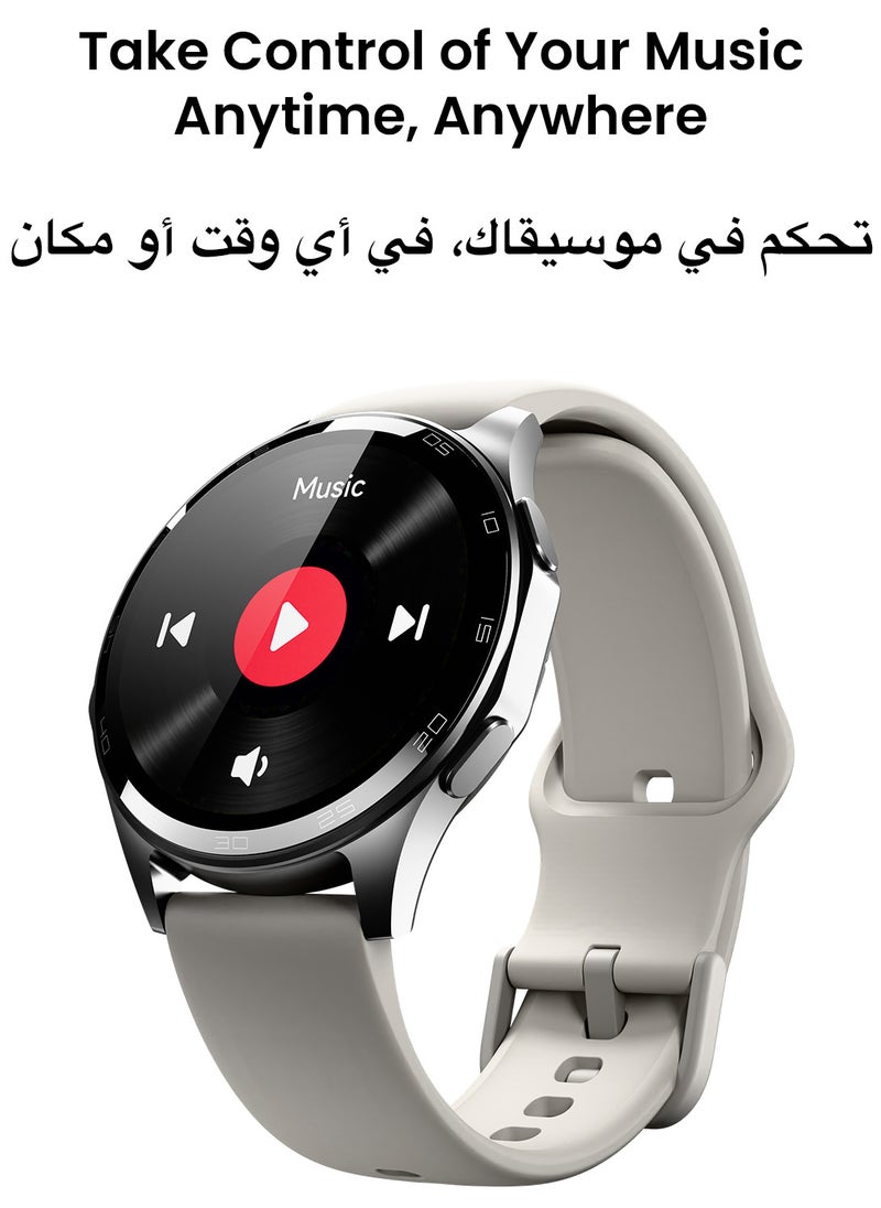 TinyMoose - Atlas Smartwatch | Super HD AMOLED Display, Built-In GPS, AI-Powered Fitness Tracking, Heart Rate & SpO2 Monitor, 30M Water Resistant, Bluetooth Calling, Super Responsive Touchscreen, for Android & iOS – Alpine White - Image 1
