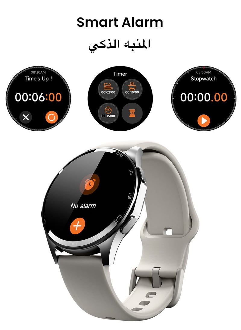 TinyMoose - Atlas Smartwatch | Super HD AMOLED Display, Built-In GPS, AI-Powered Fitness Tracking, Heart Rate & SpO2 Monitor, 30M Water Resistant, Bluetooth Calling, Super Responsive Touchscreen, for Android & iOS – Alpine White - Image 1