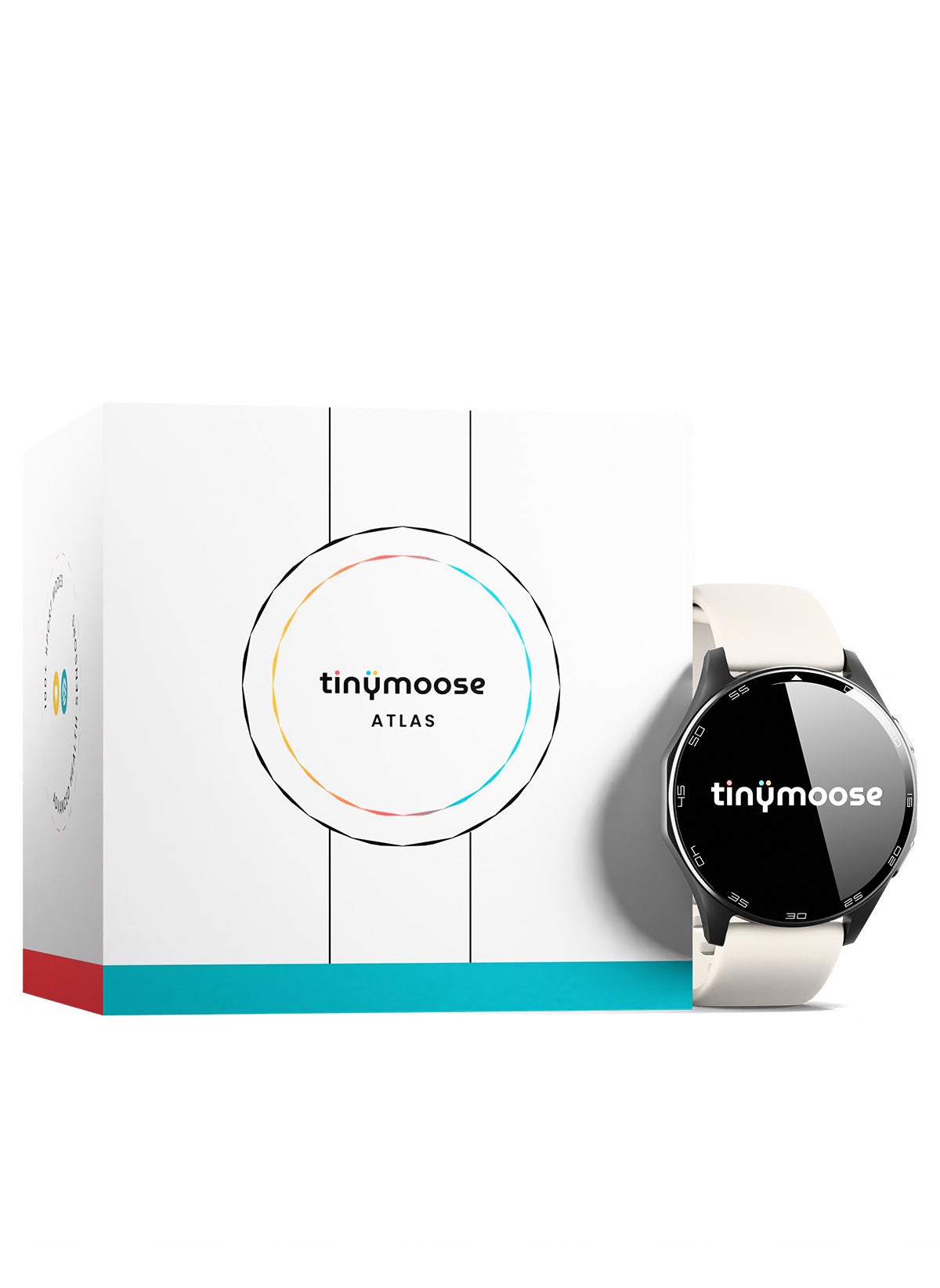 TinyMoose Smartwatch Atlas – High-Res AMOLED | 150+ Sports Modes | 30M Waterproof | AI-Powered | Heart Rate Monitoring | 15-Day Battery | GPS & Bluetooth Calling – Alpine White 