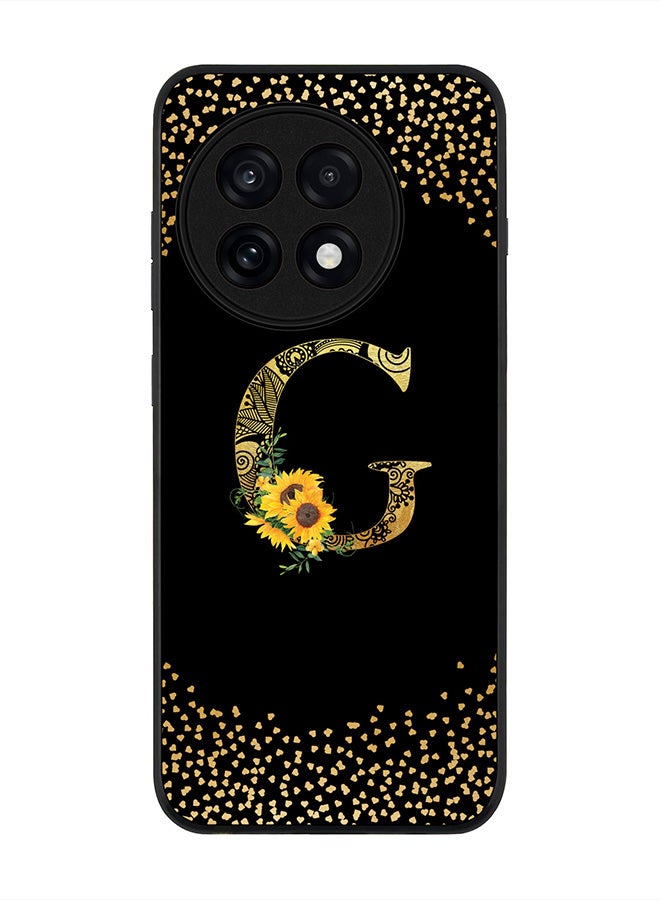 Stylizedd For OnePlus 13R / Ace 5 Pro Case,Slim fit Camera Protection, Shockproof Thin Phone cover  - Custom Floral Monogram - G ( Black )