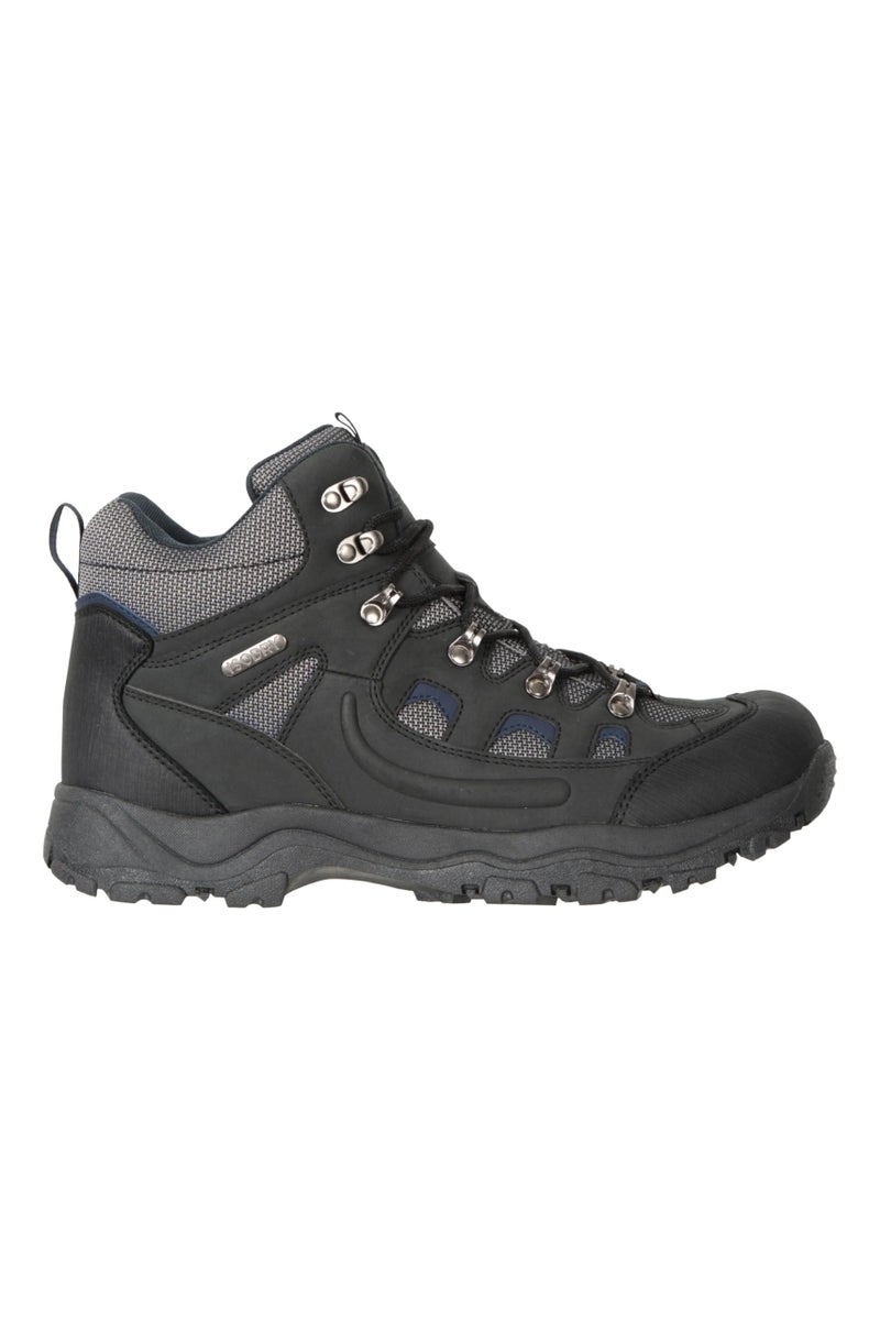 Mountain Warehouse أحذية رجال مغامرة مقاومة للماء من ماونتن ويرهوس - أحذية إيزودراي مع الجزء العلوي الاصطناعي، بطانة شبكية، نتوءات عميقة ووسادة EVA - ربيع صيف، للمشي في الطبيعة والأنشطة الخارجية، أسود، 43 EU - Image 2